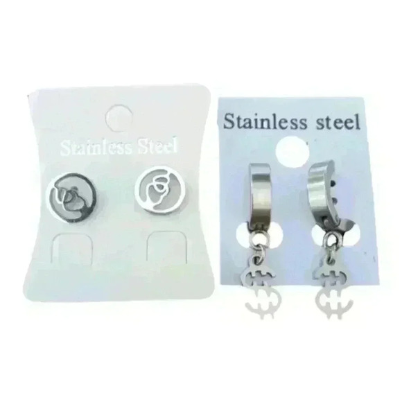 A pair of stainless steel earrings - Picture 1 of 1